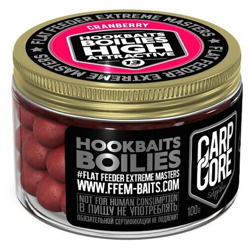 FFEM Варенный бойл высокой степени привлекательности Hookbaits Boilies Cranberry N-Butyric 13mm (100г) ffem high attractive boilies pineapple n butyric 16mm