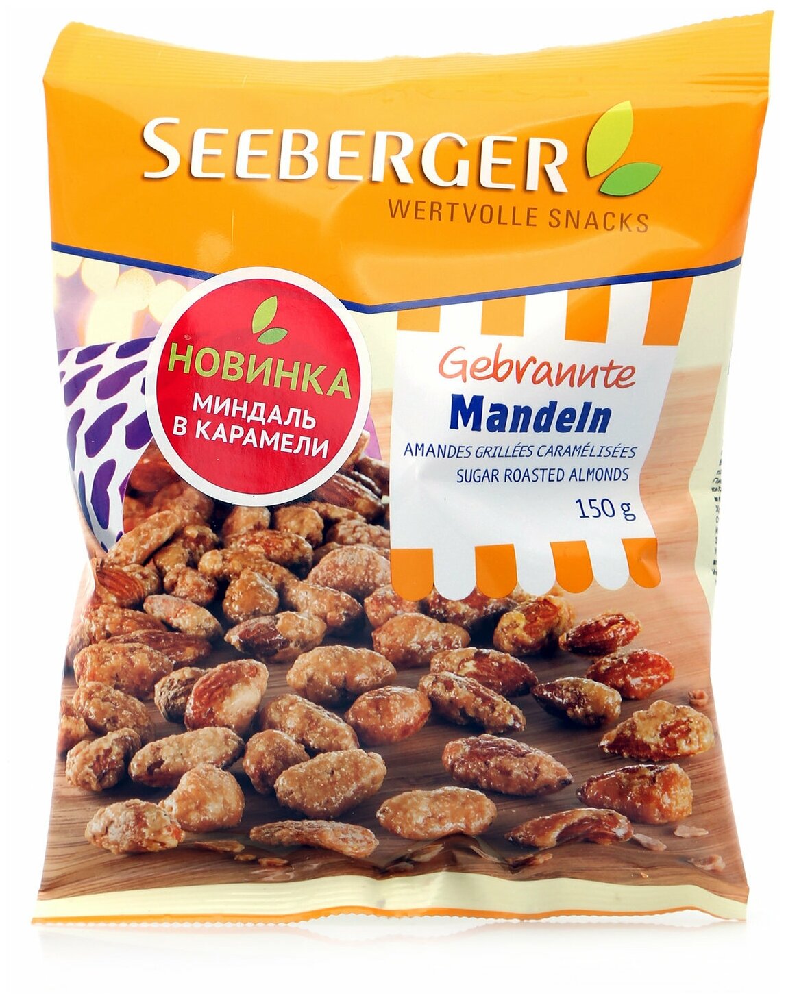Орехи Seeberger Sugar roasted almonds Миндаль обжаренный в карамели, 150 г - фото №2