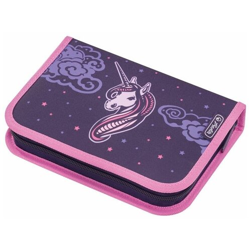 Herlitz Пенал Unicorn Night (50014330), фиолетовый/розовый herlitz пенал melody star 50020805 4 фиолетовый