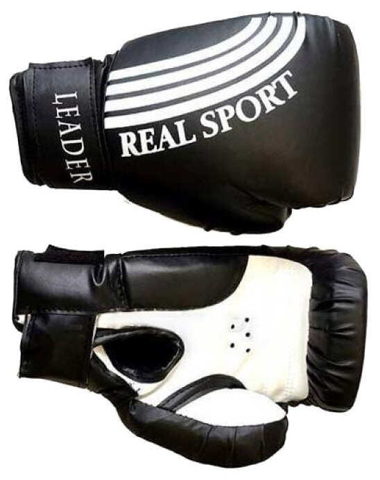Перчатки боксерские RealSport LEADER 6 унций, черный