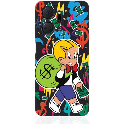 черный силиконовый чехол для realme c11 2021 monopoly richie rich монополи богатенький риччи Черный силиконовый чехол MustHaveCase для Honor X7a Monopoly Richie Rich/ Монополи Богатенький Риччи