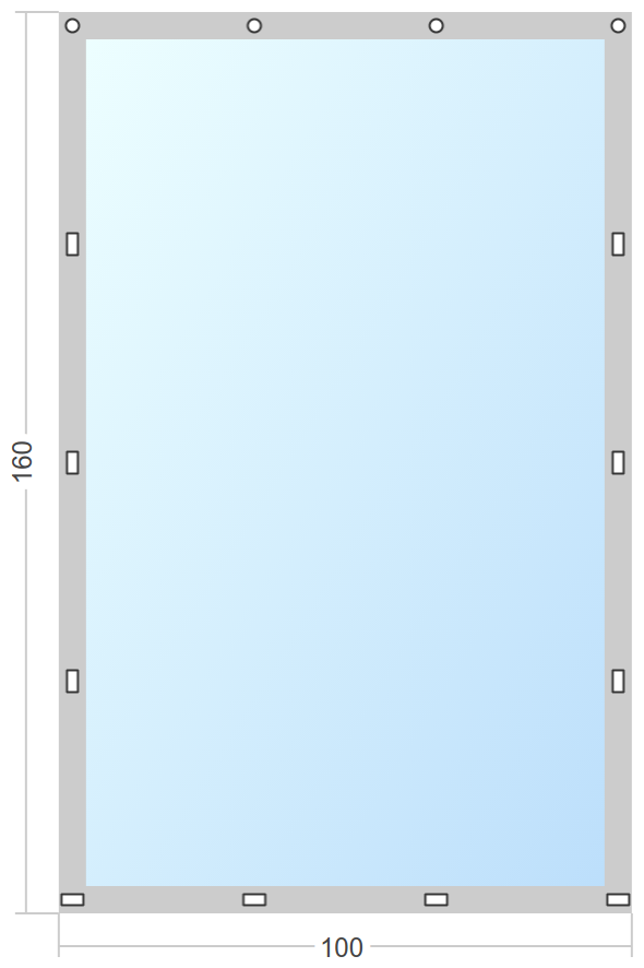 Мягкое окно Софтокна 100х160 см съемное, Скоба-ремешок, Прозрачная пленка 0,7мм, Серая окантовка, Комплект для установки - фотография № 3
