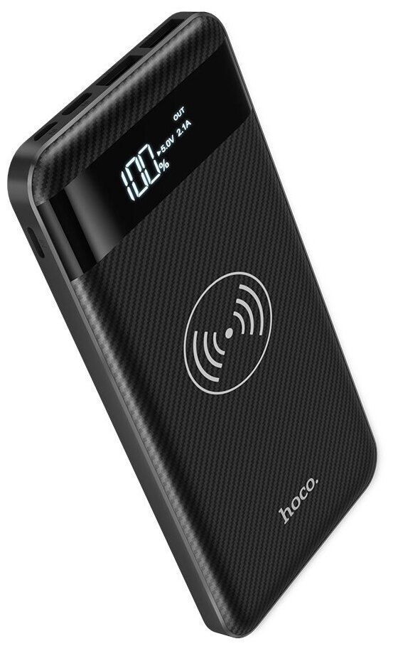 Внешний аккумулятор 2 USB с беспроводной зарядкой Qi, Hoco J11 Wireless Charger 10000 mah