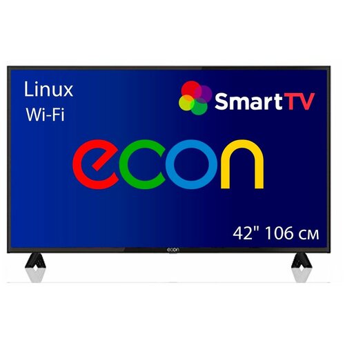 Телевизор облачный ECON SMART TV с Wi-Fi, Linux, LED 42" (106 см), 1920х1080 FHD, DVB-T2/DVB-C, USB медиаплеер