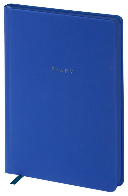 Ежедневник недатир. A5, 136л., кожзам, OfficeSpace "Grace", синий, цветной срез
