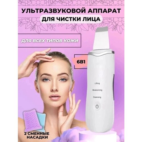 Скрабер ультразвуковой аппарат для ультразвуковой чистки кожи лица с силиконовыми щеточными насадками 68000₽