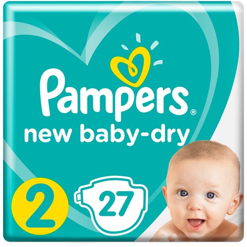Подгузники Pampers New Baby-Dry 4–8 кг, размер 2, 27 шт