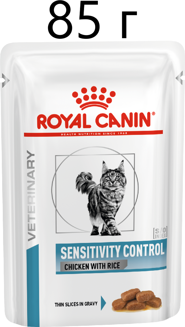 Влажный корм для кошек Royal Canin Sensitivity Control Chicken with Rice при проблемах с ЖКТ и аллергии с курицей и рисом, 85 г (кусочки в соусе)