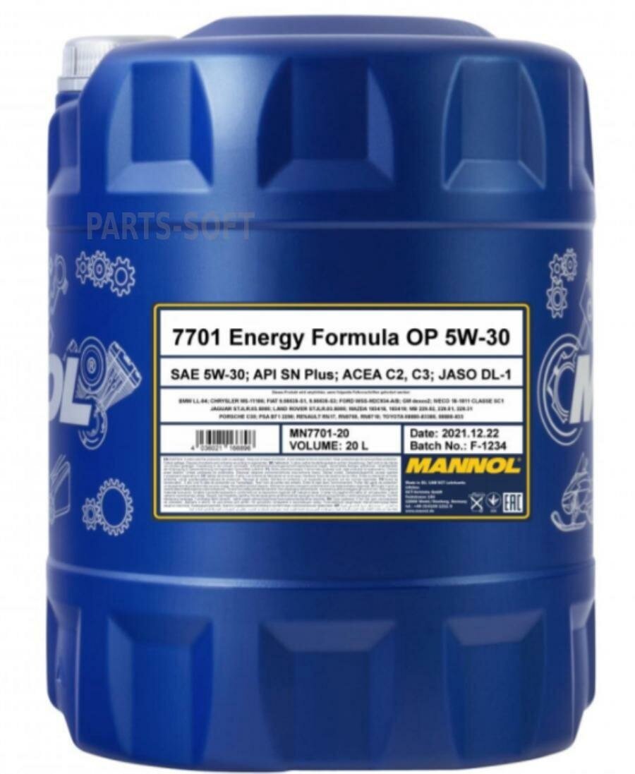 7701-20 Mannol Energy Formula Op 5W-30 20 Л. Синтетическое Моторное Масло 5W30 MANNOL арт. MN7701-20