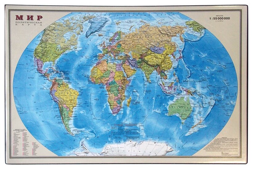 Настольное покрытие для письма и творчества OfficeSpace "Карта мира", 38*59 см (194915)