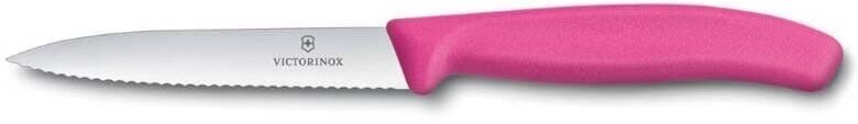 Нож для овощей VICTORINOX SwissClassic, лезвие 10 см с волнистой кромкой, розовый