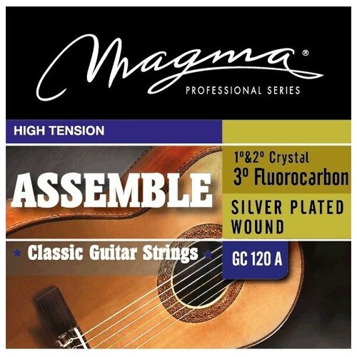 комплект струн для классической гитары magma strings gc110d Струны для классической гитары Magma Strings GC120A, Серия: Assemble 1&2 Nylon, 3 Fluorocarbon Silver Plated Wound, Обмотка: посеребрёная