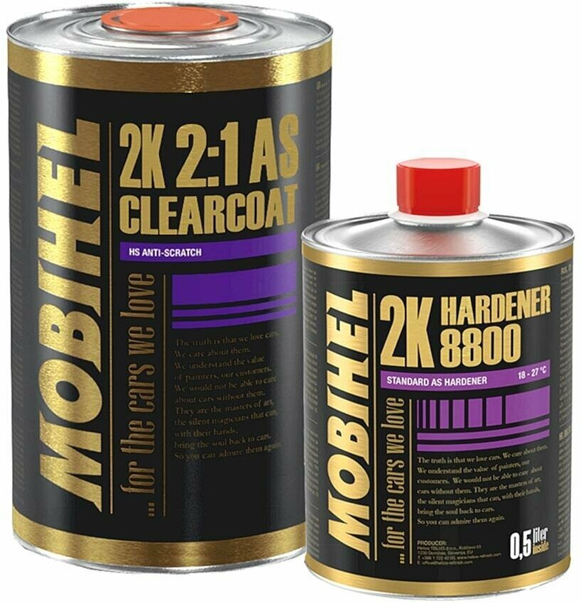 Высокоглянцевый акриловый лак Helios Mobihel 2K HS 2+1 Clear Coat 1 л. с отвердителем 0,5 л.