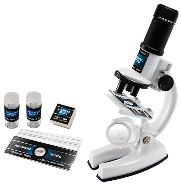 Набор для опытов с микроскопом и аксессуарами, 25 предметов, белый, пластмасса 8009