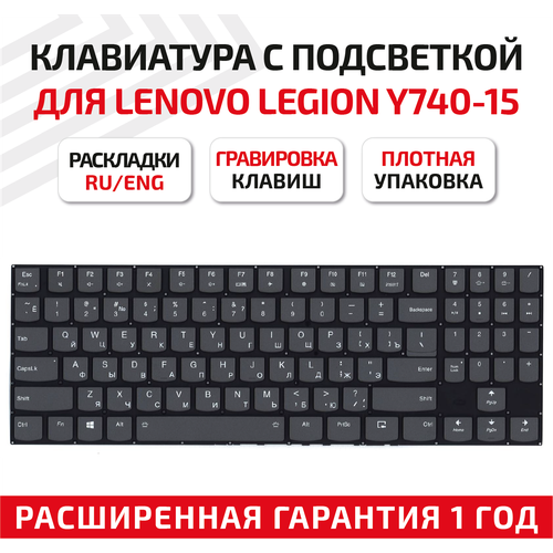 блок питания для ноутбука lenovo legion y740 15irhg штекер с иглой Клавиатура (keyboard) PD4Y для ноутбука Lenovo Legion Y740-15, Legion Y740-15ICHg, Y740-15IRH, Y740-15IRHg, черная с подсветкой