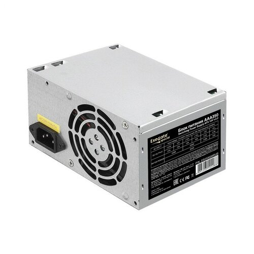 EXEGATE ES259589RUS-PC Блок питания 350W AAA350 ATX, PC, 8cm fan, 24pin, 4pin, 2xSATA, IDE, кабель 220V в комплекте