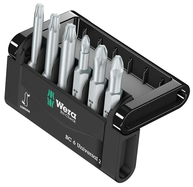 Набор бит WERA Mini-Check 6 Universal, 50мм, 6 предметов, PH,PZ, TX, WE-056473 - фотография № 1