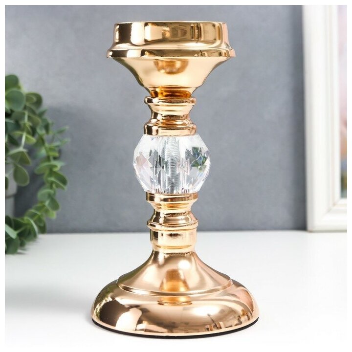 Подсвечник металл на 1 свечу "Классика - прозрачный шар" золото 19х11х11 см 7598081 - фотография № 2