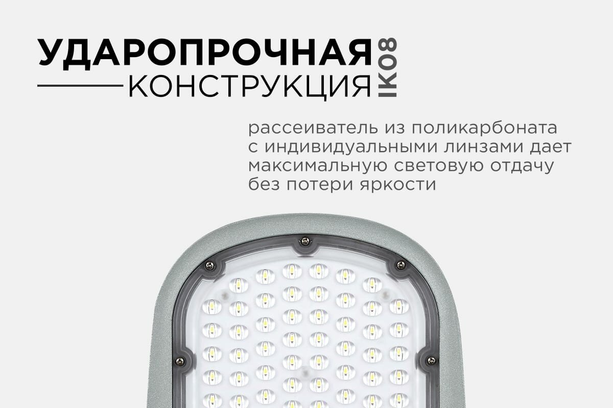 Светодиодный консольный светильник с КСС "Ш" / Фонарь с встроенными светодиодами smd2835 / 5000K / 8800Лм / 80Вт / IP65 / серый, 29-03 - фотография № 19