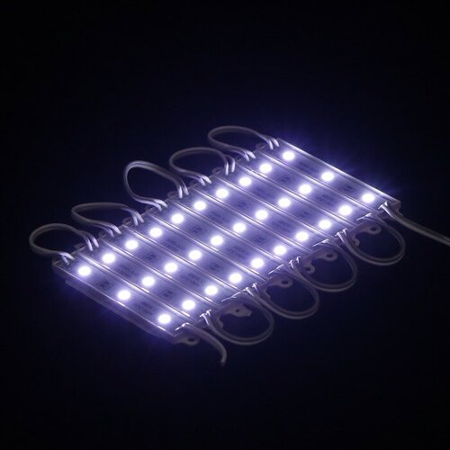 Светодиодная подсветка салона, 3 LED, 9х1.1 см, 12 В, IP68, клейкая основа, свет белый(10 шт.)