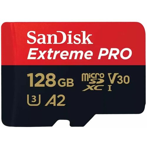 Карта памяти Micro SecureDigital 128Gb SanDisk Extreme Pro microSDHC class 10 UHS-1 U3 V30 (SDSQXCD-128G-GN6MA) + адаптер карта памяти micro securedigital 128gb sandisk extreme pro microsdhc class 10 uhs 1 u3 v30 sdsqxcd 128g gn6ma адаптер