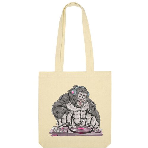 Сумка шоппер Us Basic, бежевый сумка горилла диджей серый