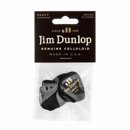 Dunlop 483P03HV Celluloid Black Heavy 12Pack Медиаторы