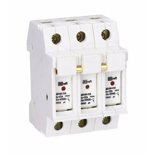 Держатель предохранительного типа C10 ДП102-С10-3Р | код.21385DEK | DEKraft (15шт. в упак.)