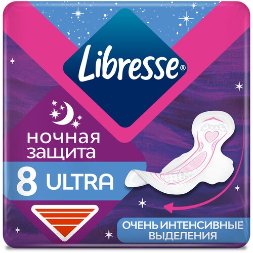 Libresse прокладки Ultra ночные с мягкой поверхностью, 6 капель, 8 шт., прозрачный libresse прокладки ultra ночные с мягкой поверхностью 6 капель 8 шт 2 уп