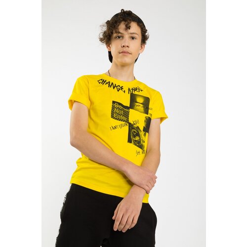 Футболка Reporter Young, хлопок, размер 146, желтый, черный