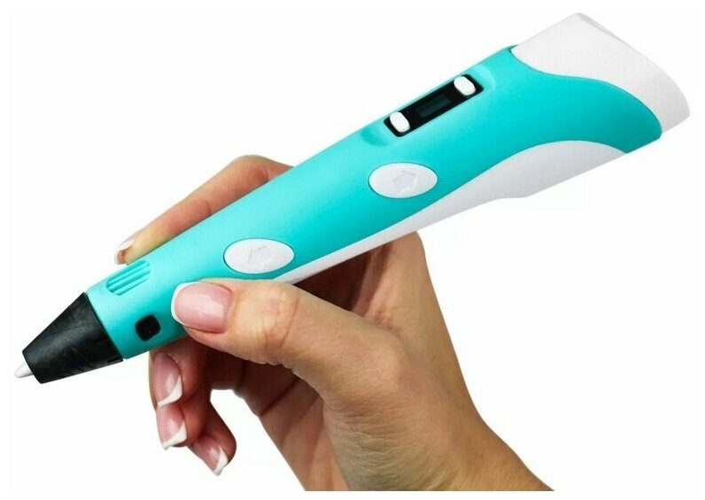 3D ручка " 3DPEN-3" с трафаретами и пластиком 3Д ручка с LED-дисплеем и аксессуарами голубая