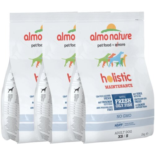 Сухой корм для собак Almo Nature Holistic, рыба 1 уп. х 3 шт. х 2 кг (для мелких пород) orijen six fish dog 6kg