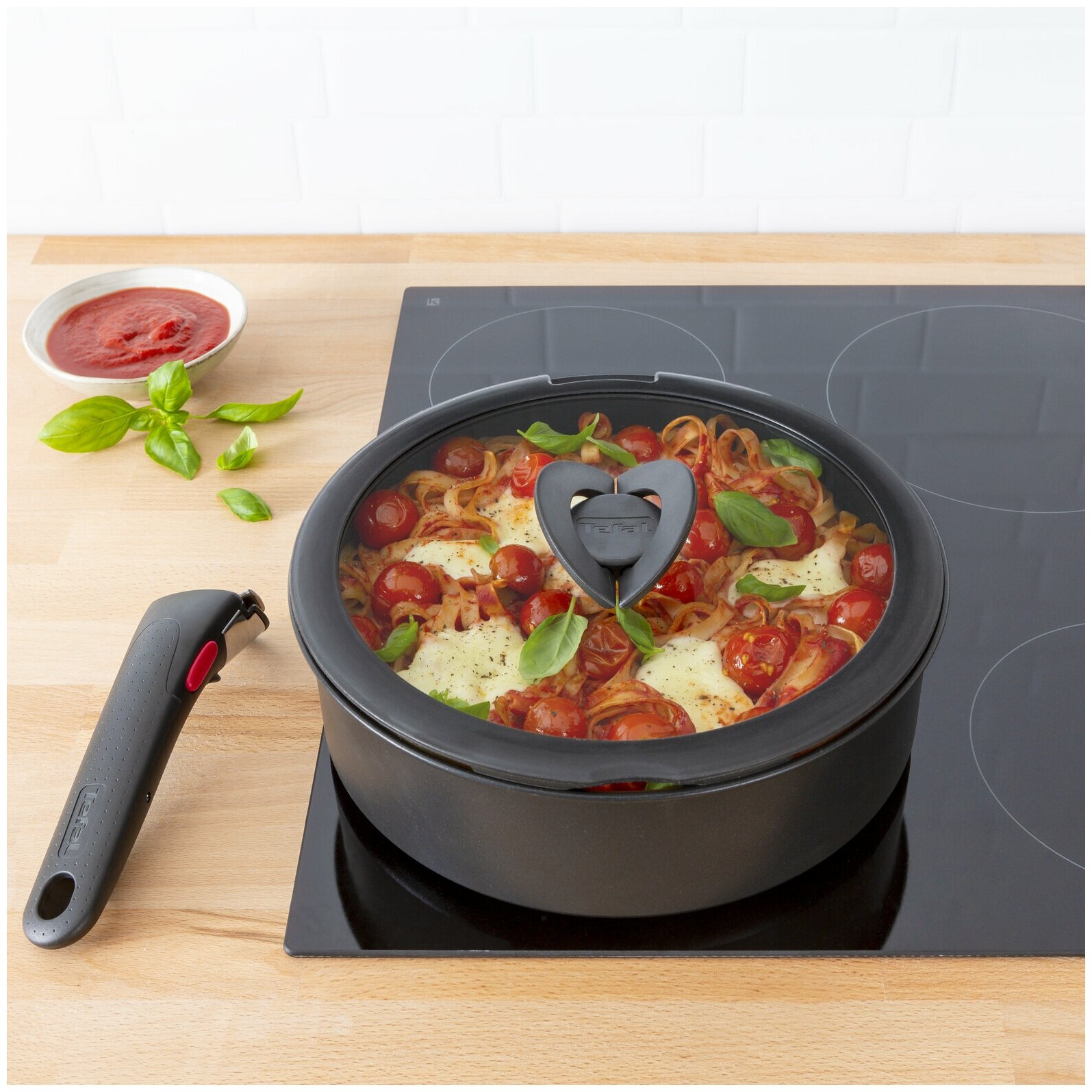 Стеклянная крышка Tefal Ingenio L9846253, диаметр 18 см, от брызг, для сковороды, для кастрюли