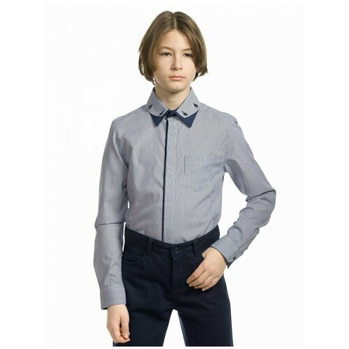 фото Школьная рубашка pelican, размер 7 лет, синий