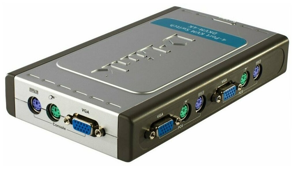 Переключатель D-Link DKVM-4K/B2B, 4-port KVM Switch with VGA and PS/2 ports.Control 4 computers from a single keyboard, monitor, mouse, Supports video resolutions up to 2048 x 1536, Switching using fr - фото №2