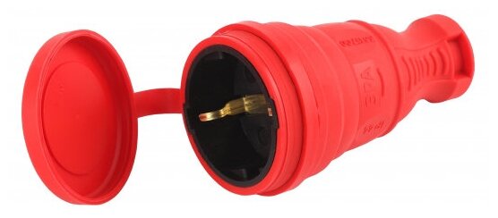 Колодка 1гн с З/К красный каучук с крышкой 16A IP44 R8-RED-IP44 ЭРА