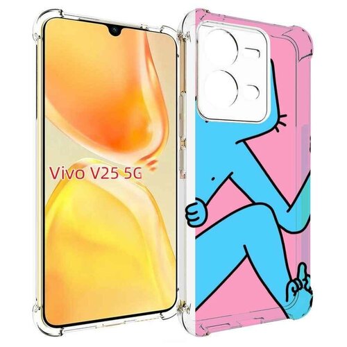 чехол mypads висячий кот для vivo v25 5g v25e задняя панель накладка бампер Чехол MyPads голубой кот в дверце для Vivo V25 5G / V25e задняя-панель-накладка-бампер