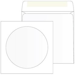 Конверты Белый CD декстрин 125х125 окно d100мм 25шт/уп/4573