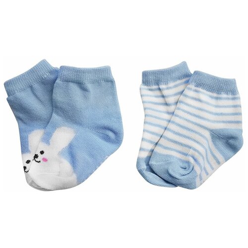 Носки Uviton для мальчиков, 2 пары, размер 0-6 меc, голубой, белый