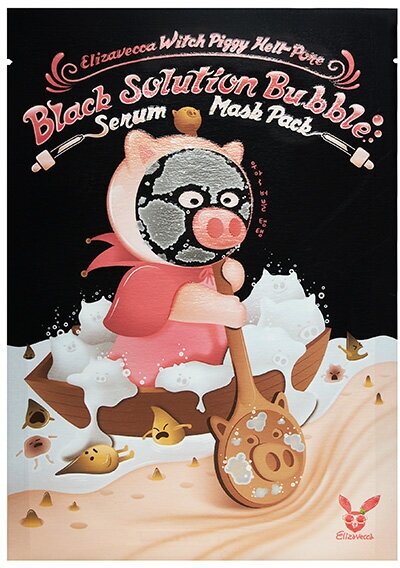 Elizavecca Witch Piggy Hell-Pore Black Solution Bubble Serum Mask Pack Маска для лица тка 28г