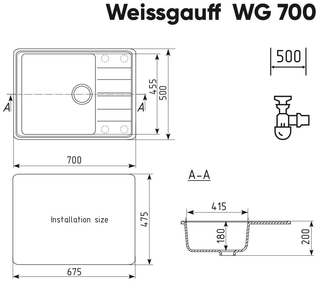 Мойка Weissgauff WG 70008 Anthracite - фотография № 3