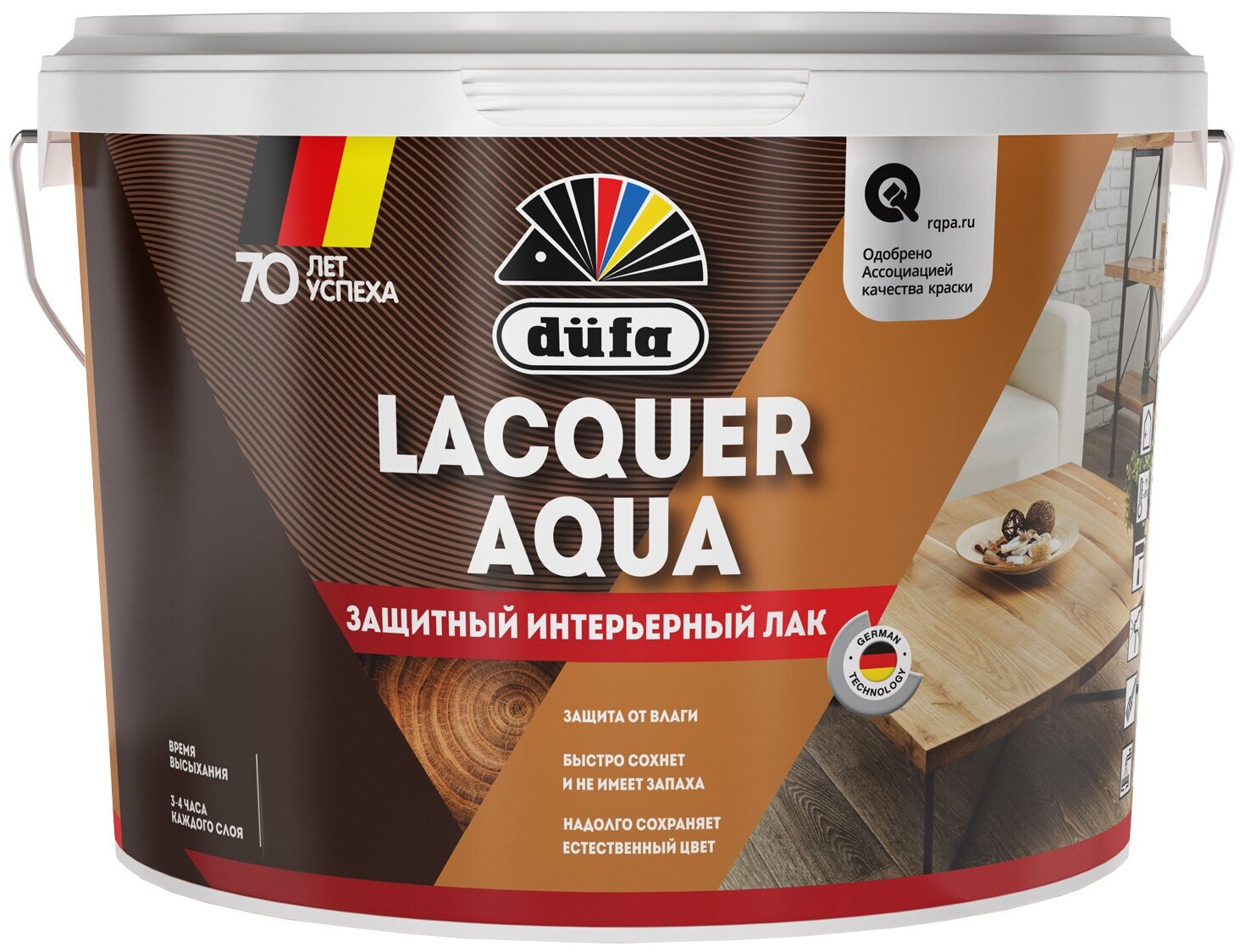 Dufa Lacquer Aqua лак интерьерный (полуглянцевый, 9л)