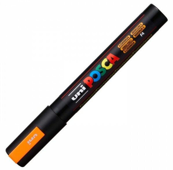 Маркер POSCA PC-5M, флуоресцентно-оранжевый, 1.8 - 2.5 мм, пулевидный наконечник