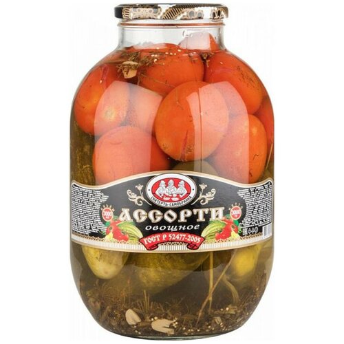фото Ассорти овощное огурцы и томаты скатерть-самобранка, 3 л