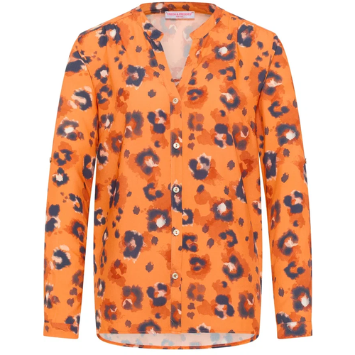фото Платье-рубашка frieda & freddies, вискоза, повседневное, свободный силуэт, мини, размер 40, оранжевый
