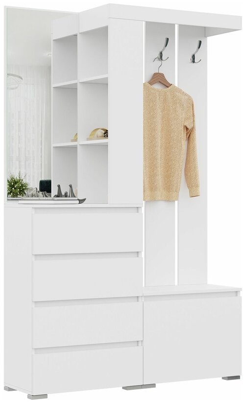 Прихожая комплект мебели белый/белый 126см - СМ0984