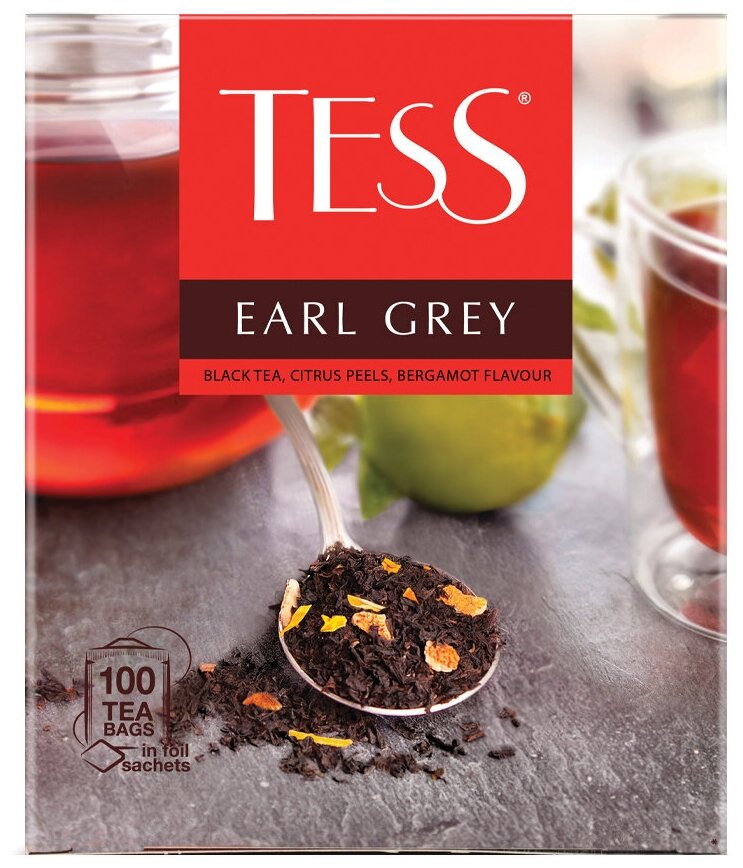 Чай черный Tess Earl Grey 100 пак - фото №1