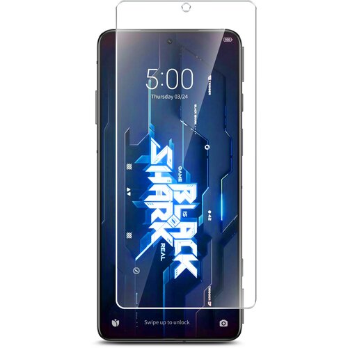 Защитное стекло для Xiaomi Black Shark 5 Pro (Ксиоми Блэк Шарк 5 Про) на Экран, (гибридное: пленка+стекловолокно), прозрачное тонкое Hybrid Glass, Brozo