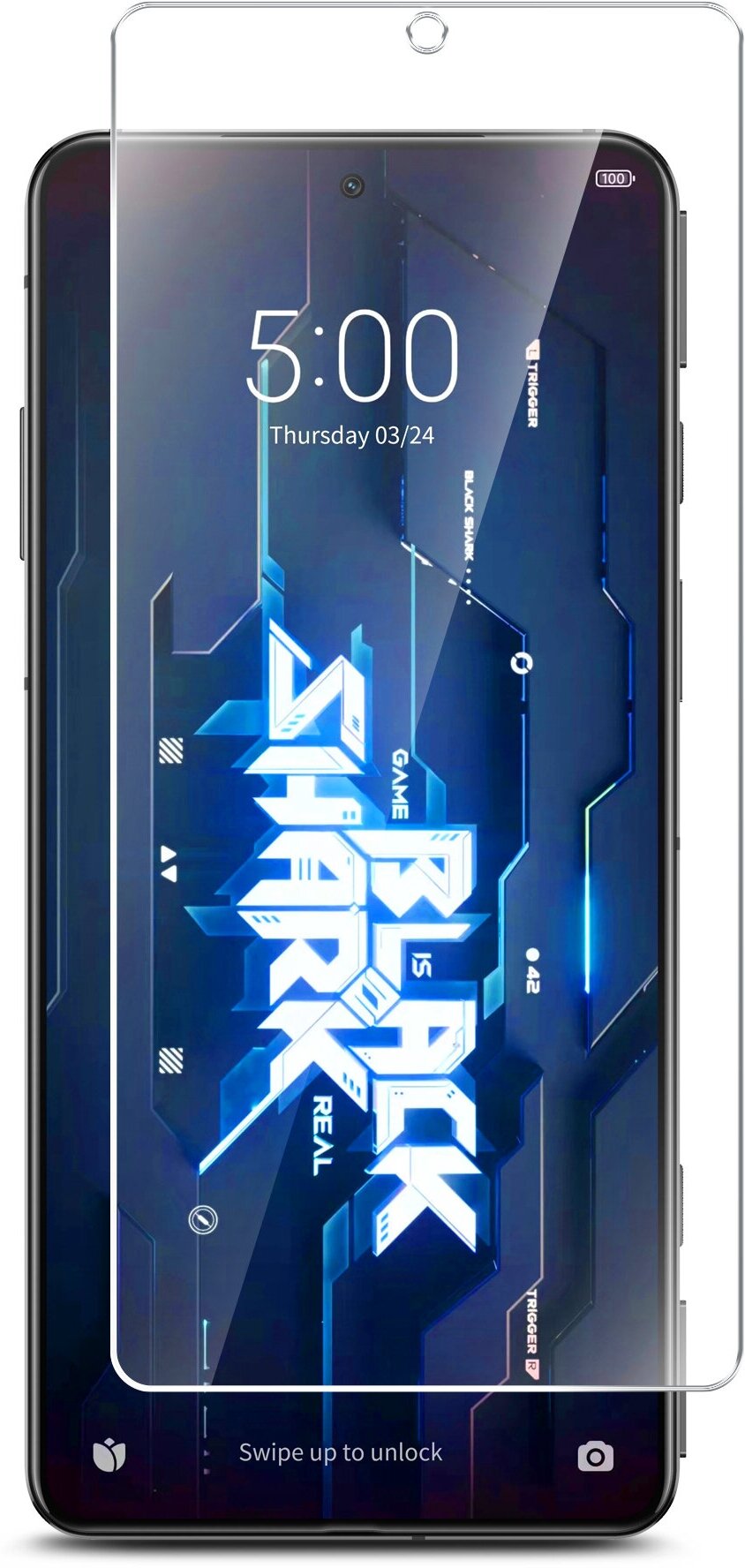 Защитное стекло для Xiaomi Black Shark 5 Pro (Ксиоми Блэк Шарк 5 Про) на Экран, (гибридное: пленка+стекловолокно), прозрачное тонкое Hybrid Glass, Brozo