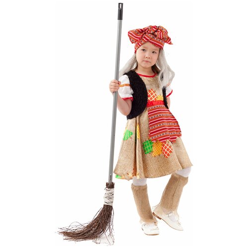 фото Костюм пуговка баба яга (1068 к-20), бежевый/черный/красный, размер 110